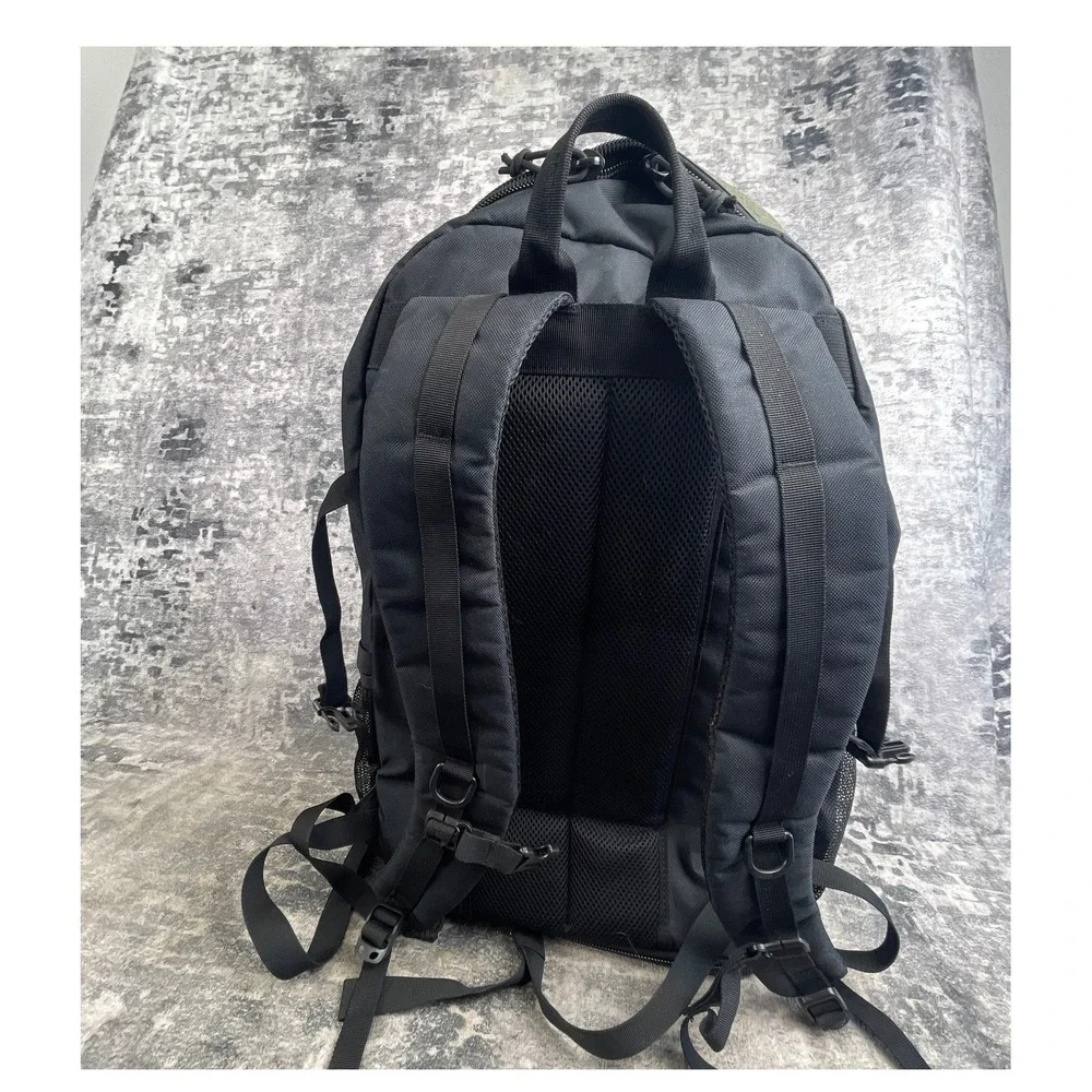 SEMSTY Outdoor Day Backpack Olive Green Black Polyester Multi-Zipper Ripstop